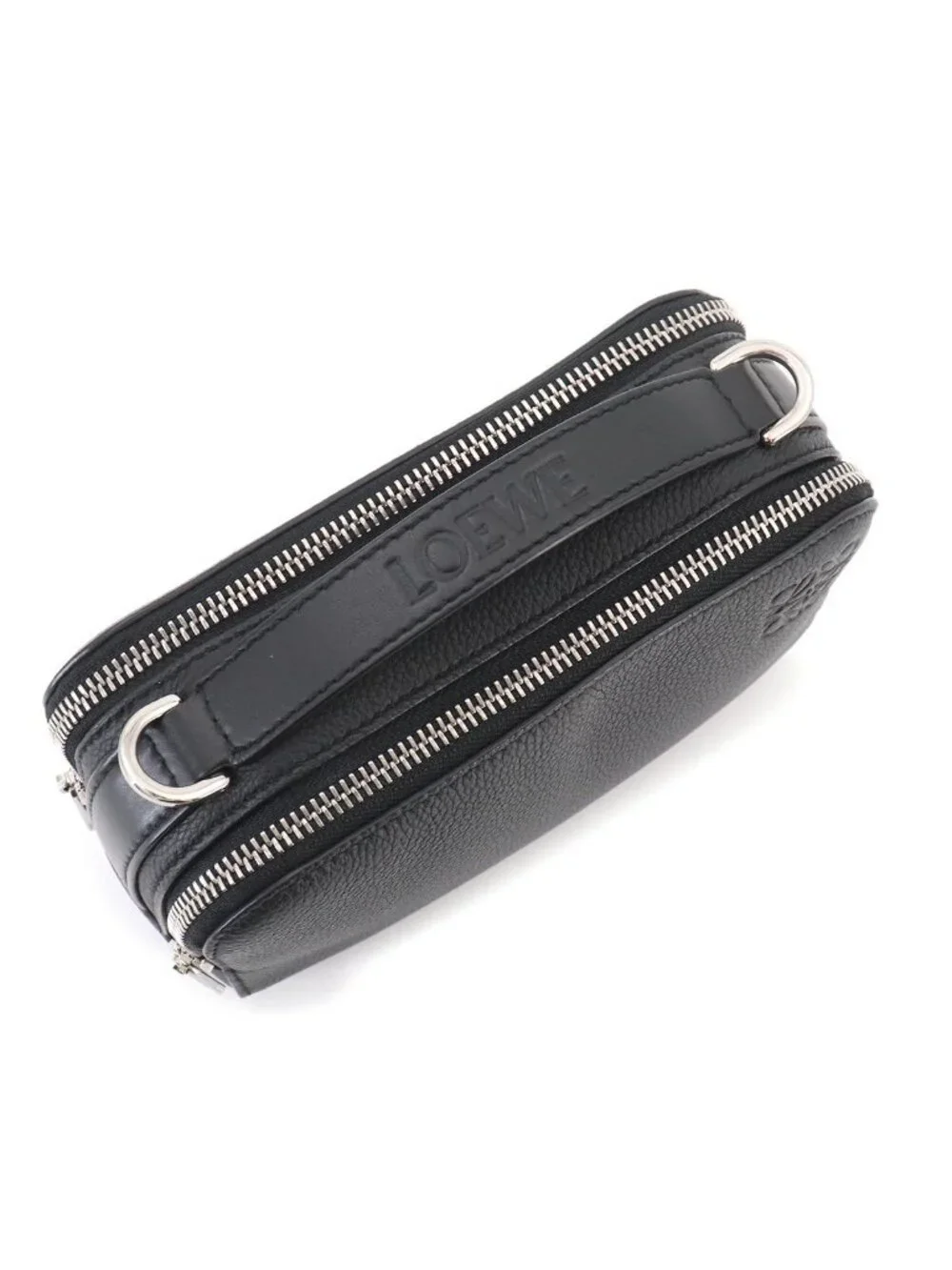 Loewe Crossbody Camera Bag Mini 2-Way Leather Black